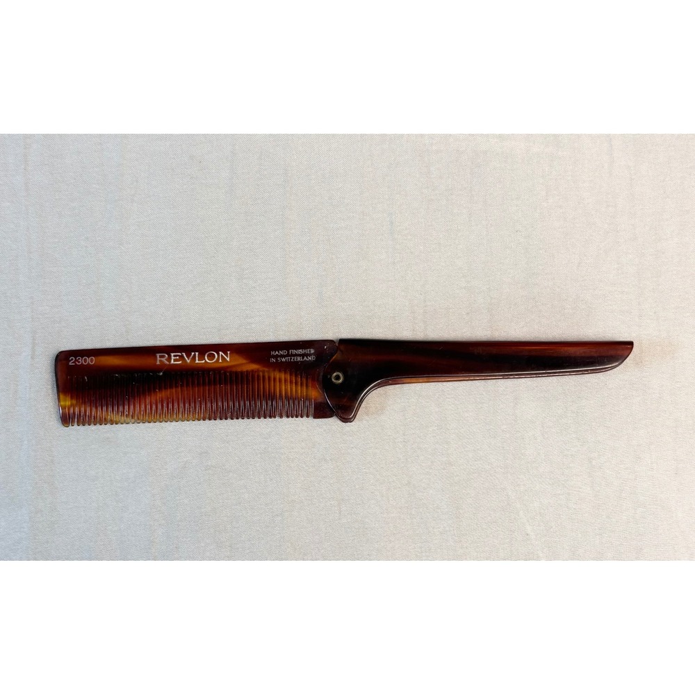 Vintage Revlon 2300 Folding Pocket Comb Faux Tortoise Shell Swiss Made